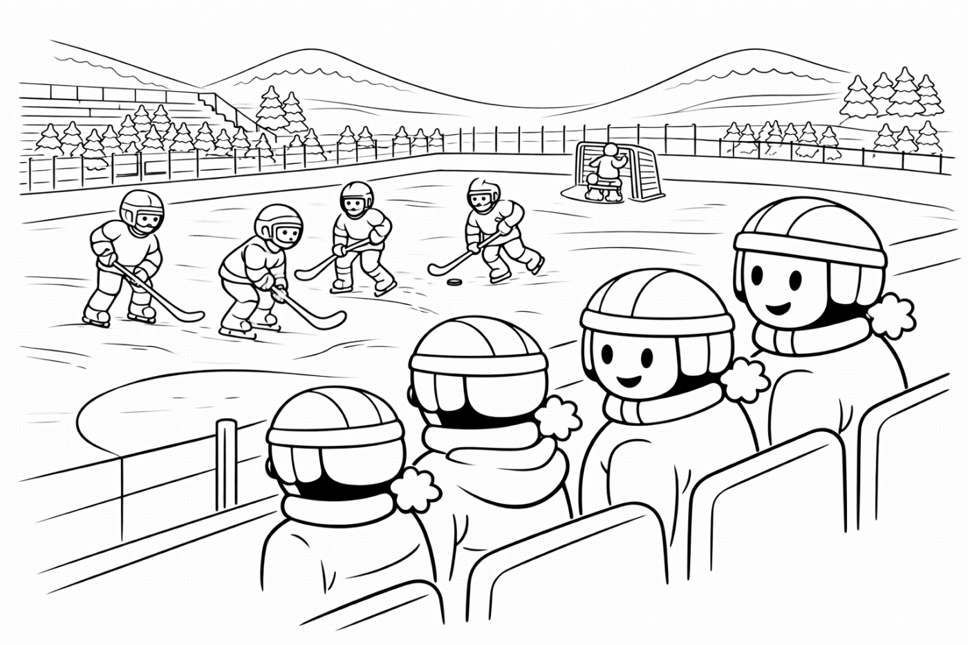 Ausmalbild: Eishockey – kostenlose Malvorlage von Family Ski Tales