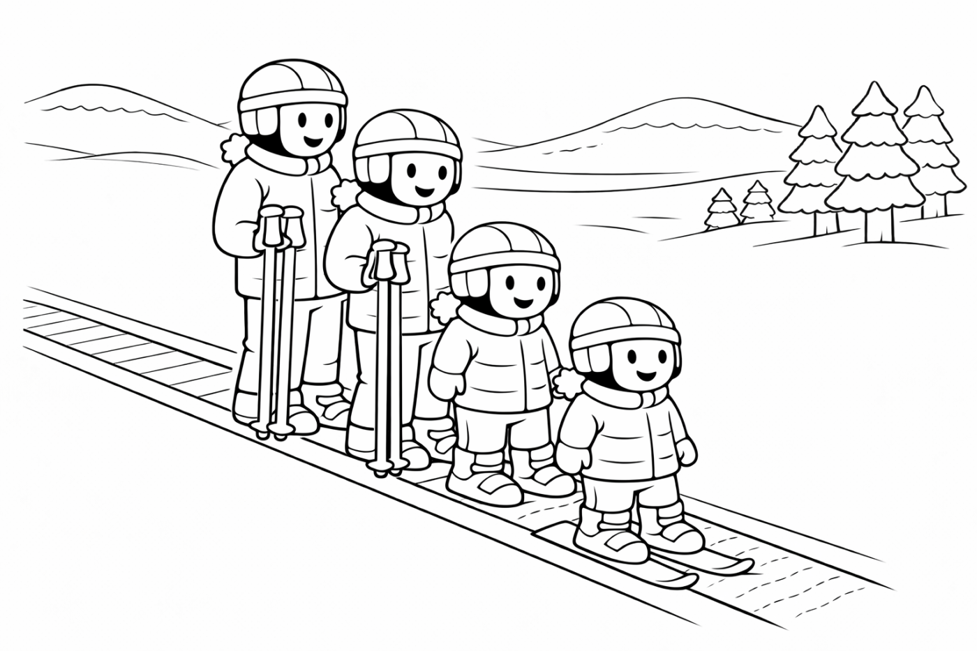 Ausmalbild: Der Zauberteppich – kostenlose Malvorlage von Family Ski Tales